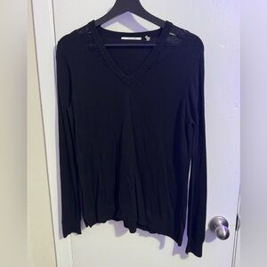 T Tahari Black Lace V-Neck Sweater